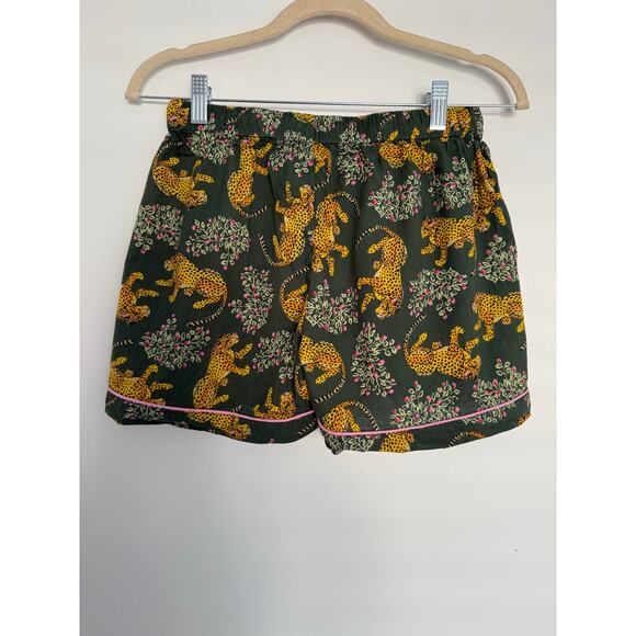 HAUTE DREAMZ Women’s Short Pajama Set Green Cheetah Fun Jungle Print Small - Picture 7 of 13